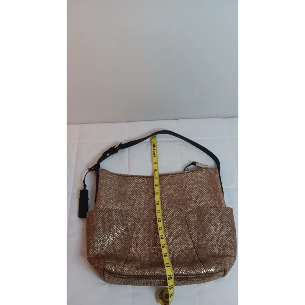 Cole Haan Vegan Leather Embossed Hobo Bag Gold / Black
